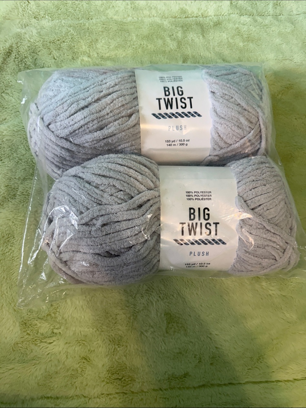 2 pack Big Twist Plush Chunky Yarn - Light Gray